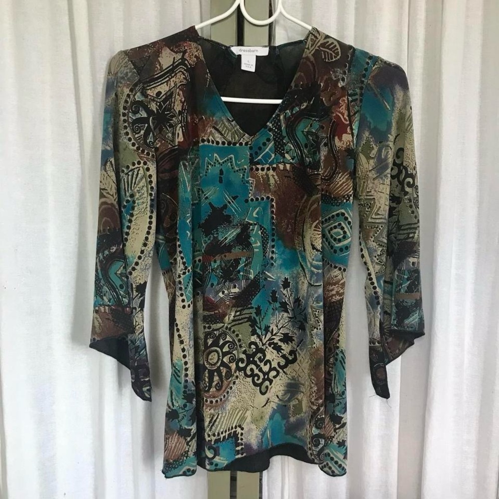 70’s/90’s funky greenish blue blouse